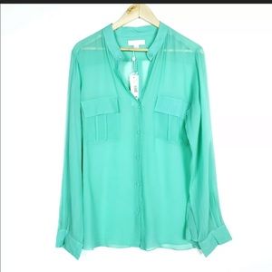 New Erin Fetherston Mint Green Silk Blouse Sz S XL